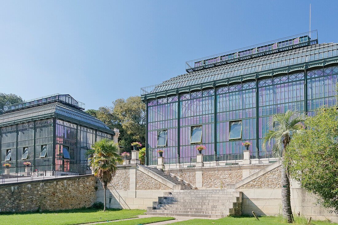 La France. Paris. 5. Bezirk. Der Garten der Pflanzen. Die Gewächshäuser und das Museum.