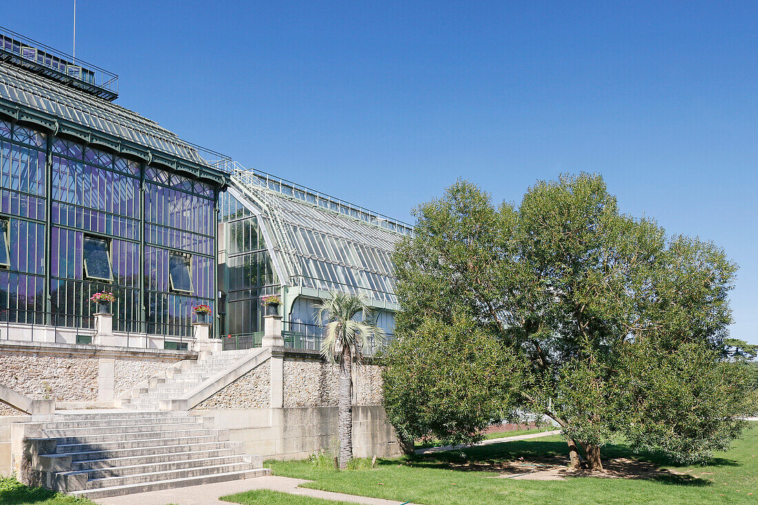 La France. Paris. 5. Bezirk. Der Garten der Pflanzen. Die Gewächshäuser und das Museum.