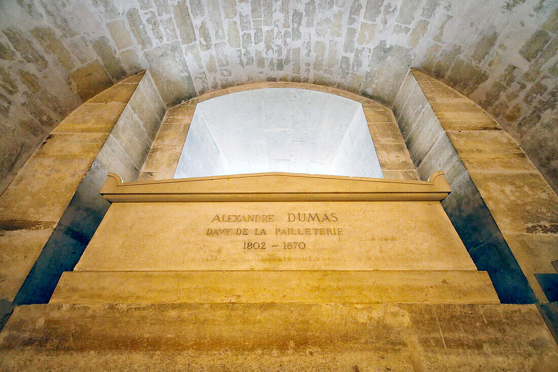 France. Paris. 5th district. The Pantheon. The crypt. Tomb of Alexandre Dumas.