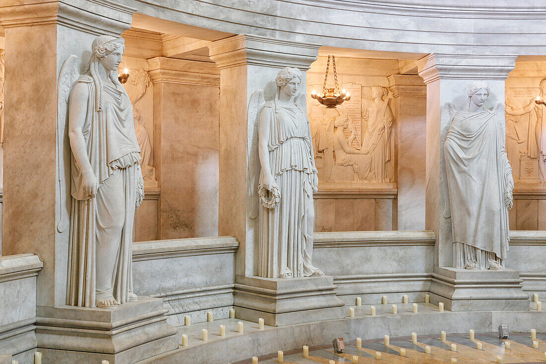 France. Paris. 7th district. Hotel invalid. Army museum. Napoleon's tomb. Sculptures representing the 12 allegories of victory,by Jean-Jacques Pradier.