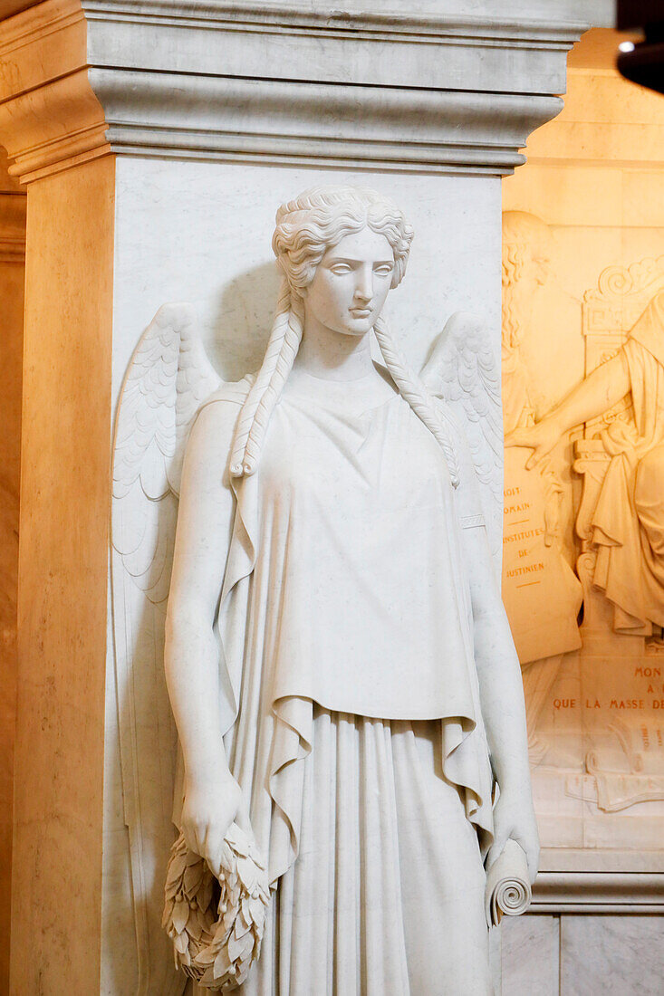 France. Paris. 7th district. Hotel invalid. Army museum. Napoleon's tomb. Sculpture representing the 12 allegories of victory,by Jean-Jacques Pradier.