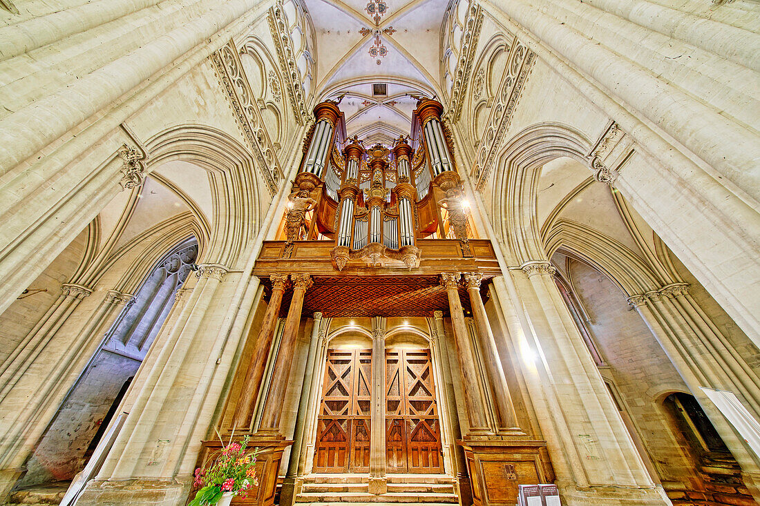 Frankreich. Normandie. Departement Manche. Coutances. Die Kathedrale. Die Orgel.