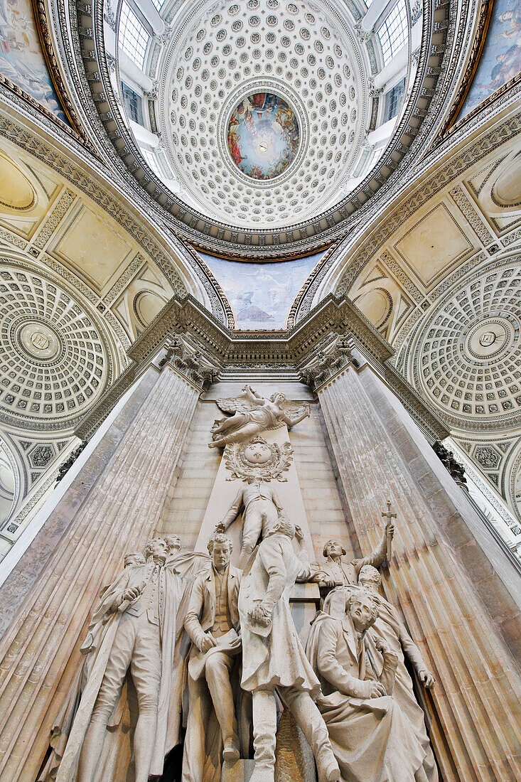 France. Paris. 5th district. The Pantheon. Sculpture To orators and publicists of the Restoration,by Laurent Honore Marqueste.