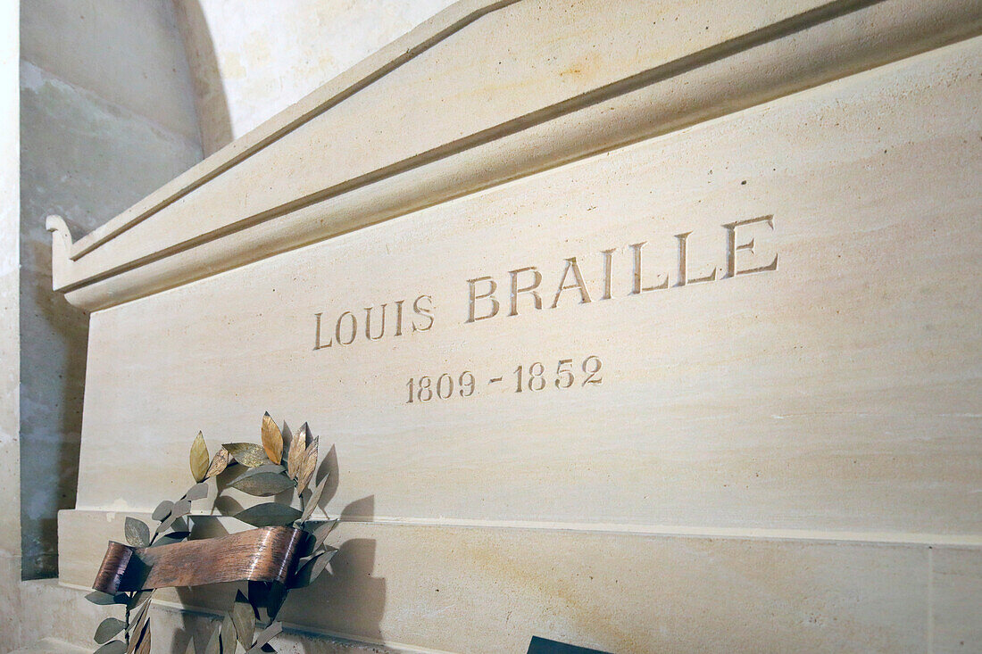 France. Paris. 5th district. The Pantheon. The crypt. Tomb of Louis Braille.