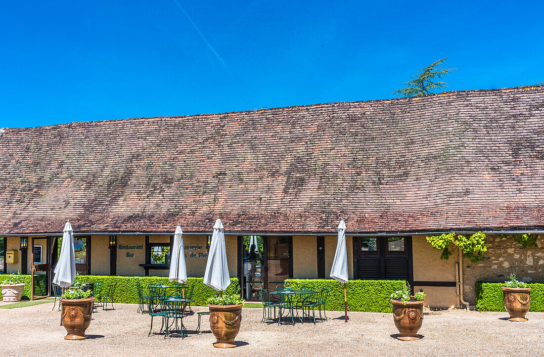 Frankreich,Perigord Noir,Dordogne,Jardins du Manoir d'Evignac (Historisches Monument),Teehaus und Restaurant