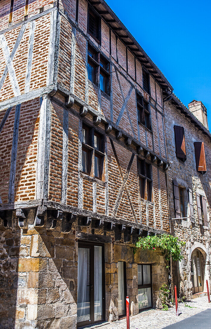 France,Quercy,Lot,half-timbered Midieval house in the rue Centrale