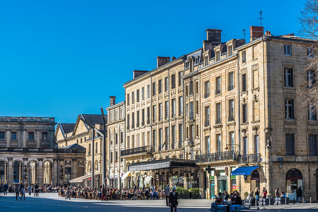 France,New Aquitaine,Bordeaux,building Pey Berland square,Le Cafe Francais and city hall (UNESCO World Heritage)