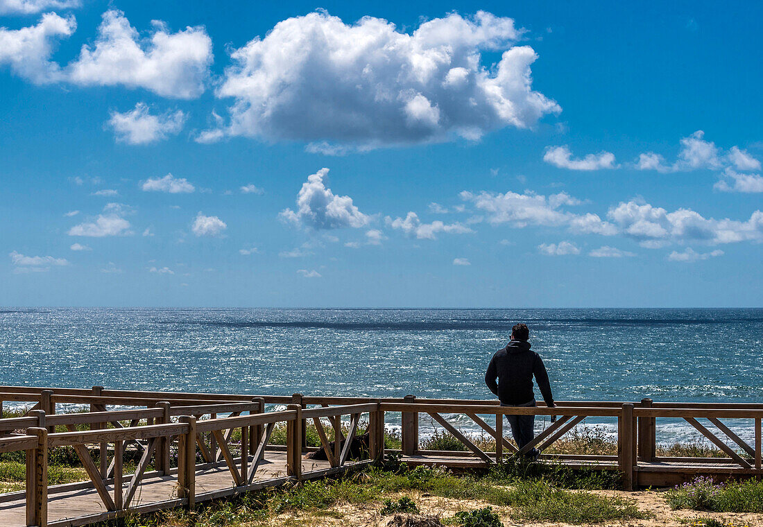 Frankreich,Neu Aquitanien,Landes,Lit-et-Mixe,Entenbrettweg am Strand von Cap de l'Horny