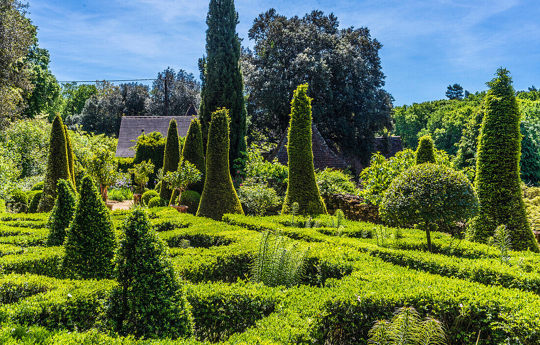 France,Perigord,Dordogne,Cadiot Gardens in Carlux (Remarkable Garden certification label),topiaries