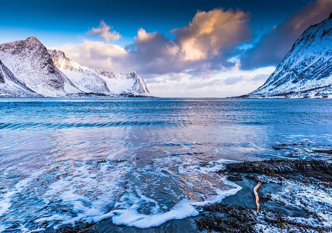 Norway,city of Tromso,Island of Senja,Steinfjord under the snow