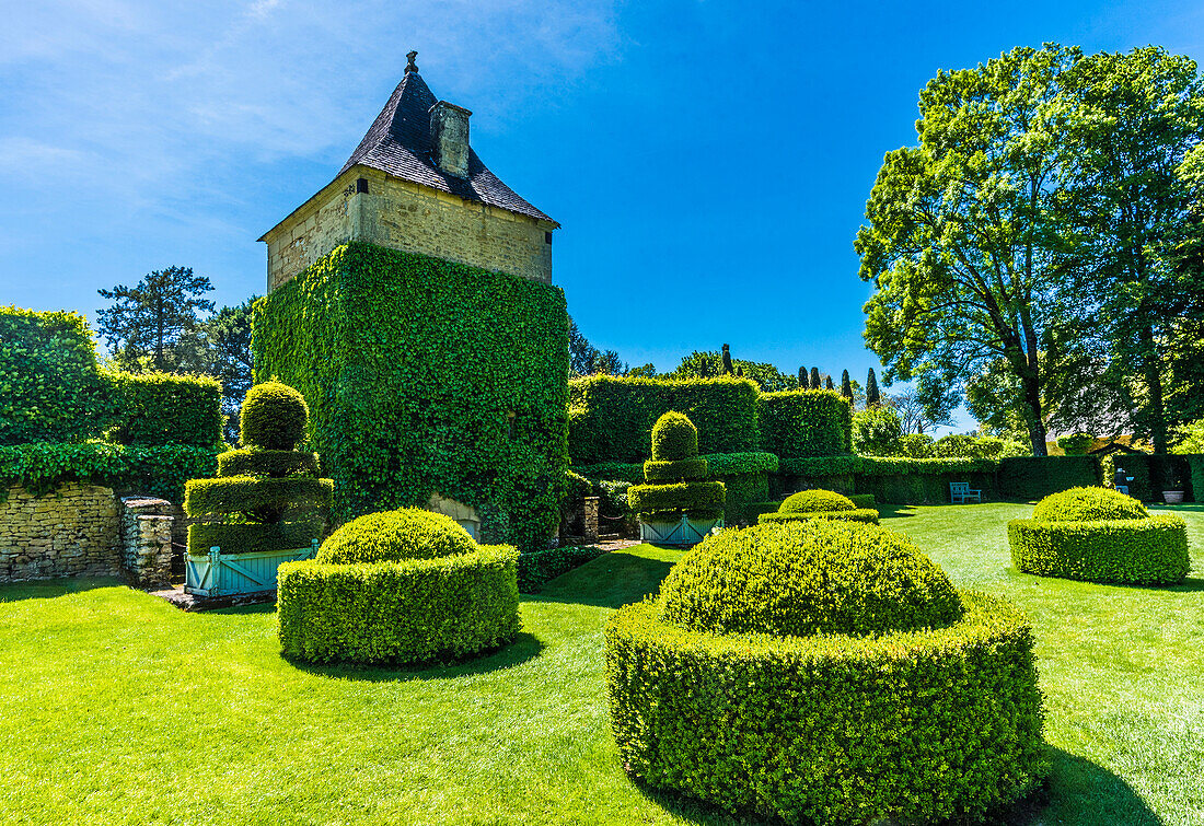 Frankreich,Perigord Noir,Dordogne,Jardins du Manoir d'Eyrignac (Historisches Monument),Formschnitt der Vasenallee