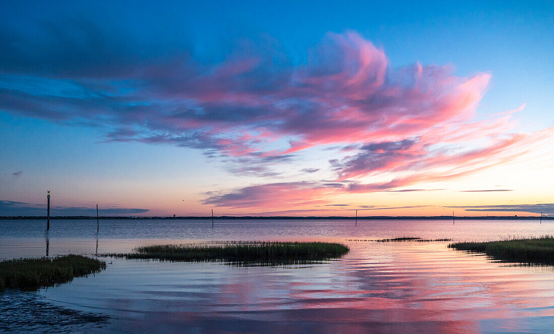 France,Bassin d'Arcachon,Audenge,sunset over the sea