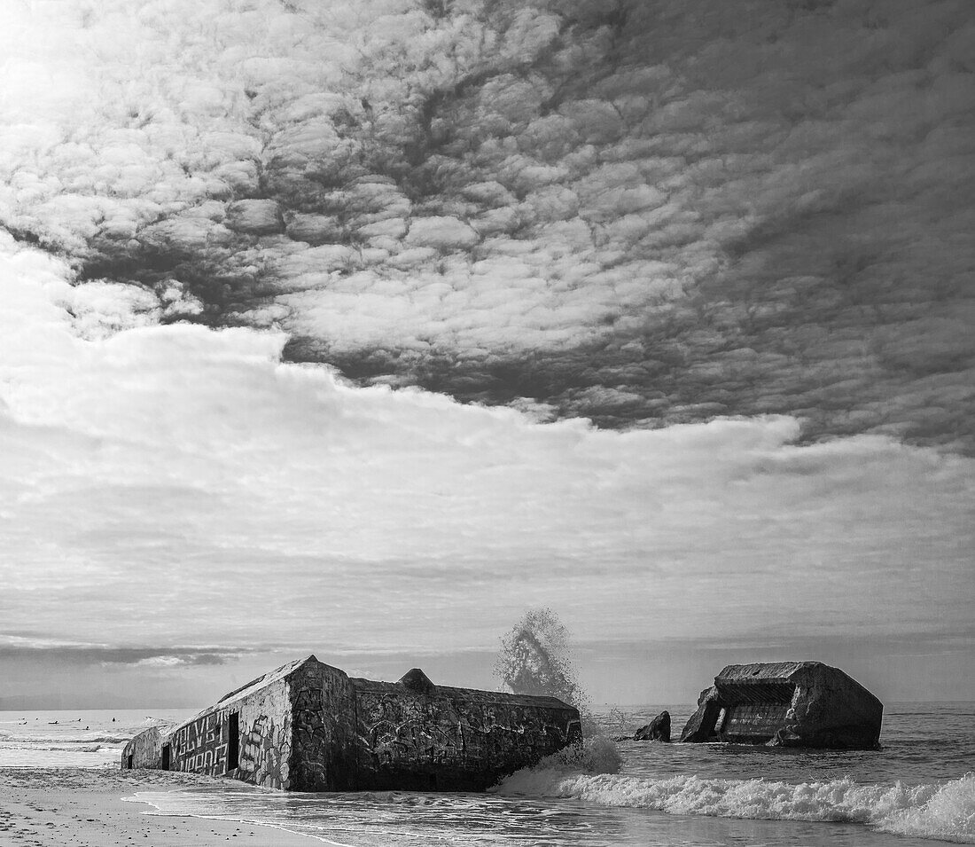 France,Landes,La Piste beach in Capbreton,blockhouse