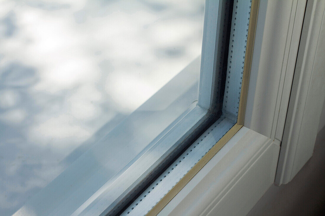 Detailed view of the double glazing of a window