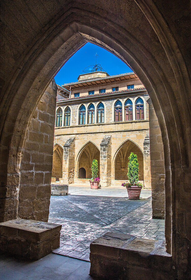 Spain,Rioja,Briones medieval village (Most beautiful village in Spain),monastery Santa Maria de la Estrella,gothic cloister (15th century)