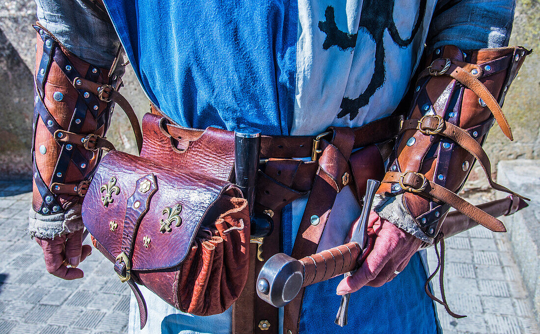 Spain,Rioja,Medieval Days of Briones (festival declared of national tourist interest),detail of knight's outfit