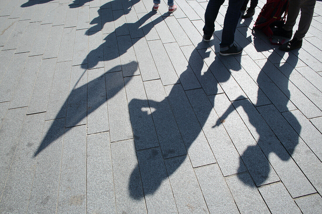 France,Nantes,44,shadows of demonstrators on the ground.