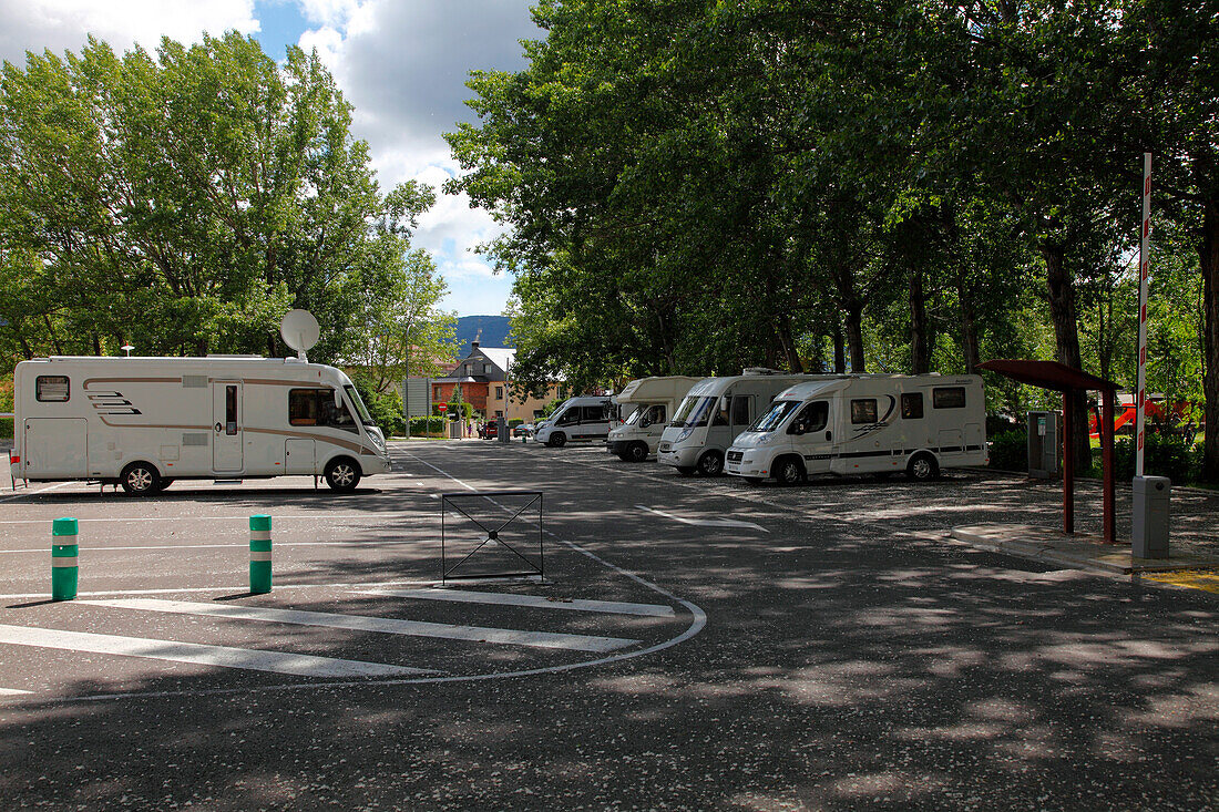 Spain,Aragon,Province of Huesca,Jaca,camper area