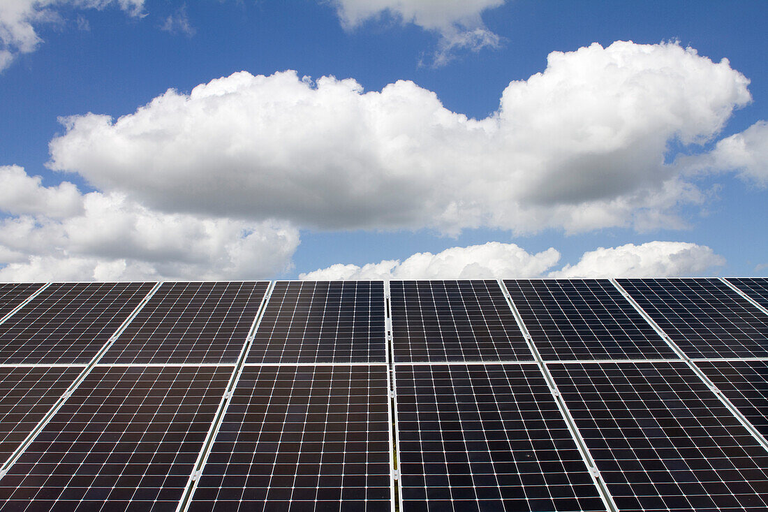 Close-up on photovoltaic solar panels.