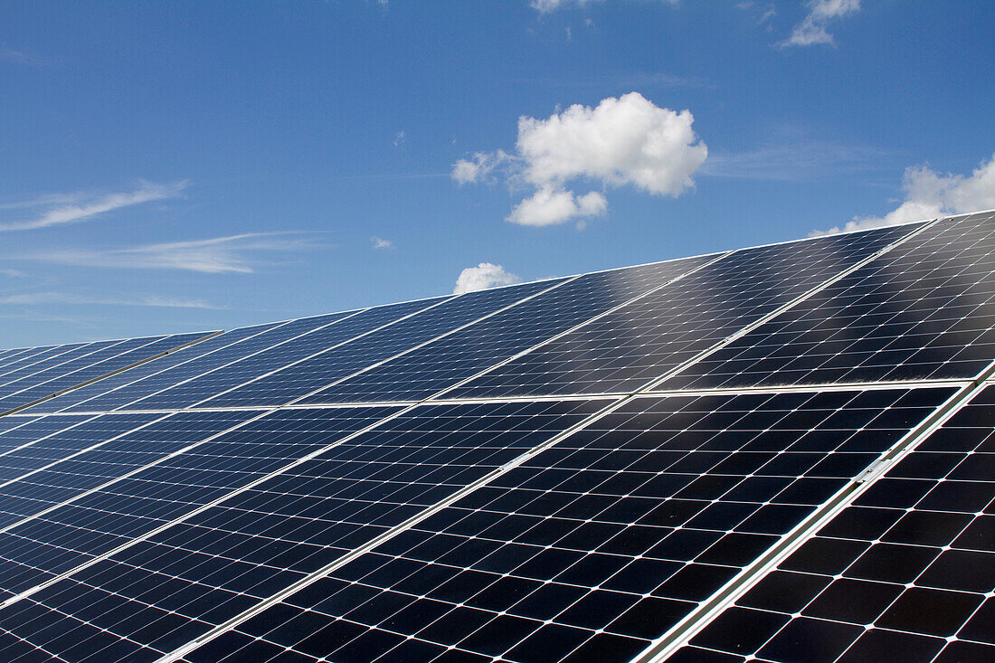 Close-up on photovoltaic solar panels.