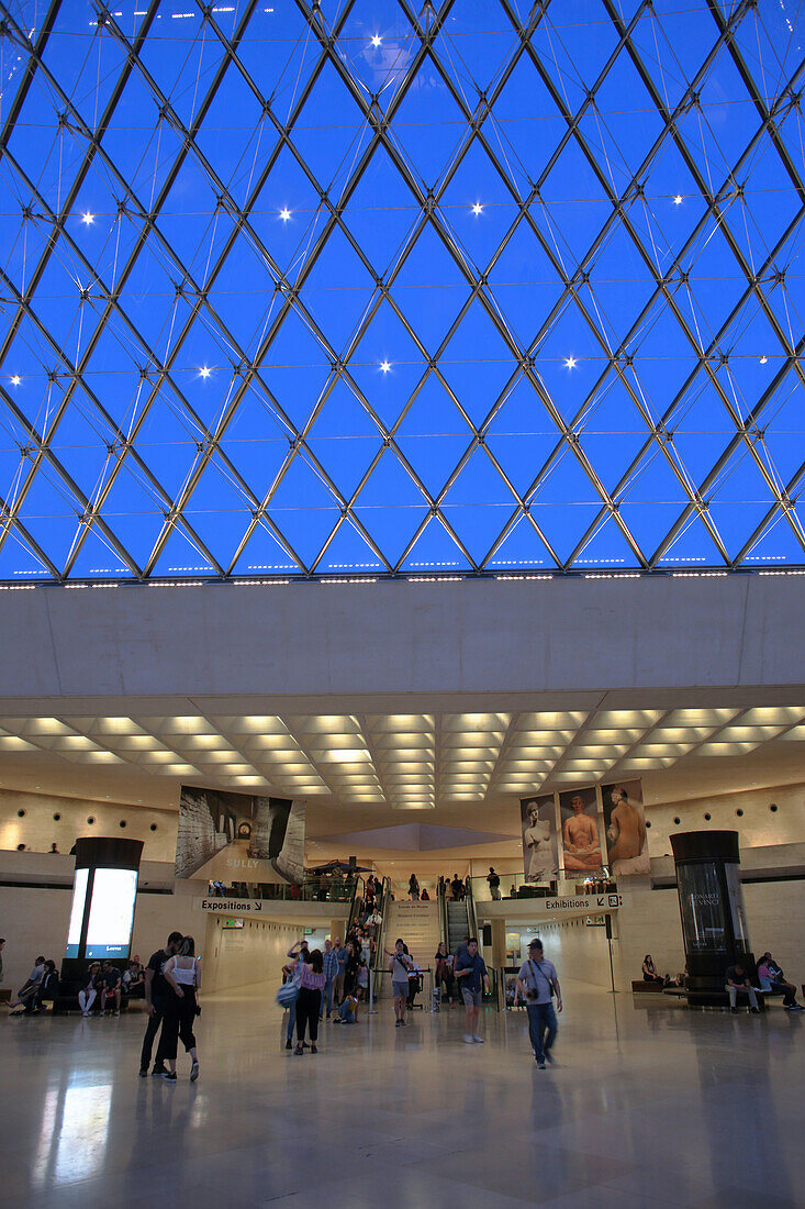 France,Paris,Louvre Pyramid by Ieoh Ming Pei.