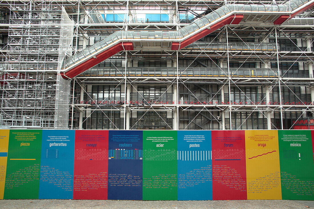 Frankreich,Paris,1. Bezirk,Centre Georges Pompidou während Reparaturarbeiten,September 2019,Arch. Renzo Piano,Richard Rogers und Gianfranco Franchini