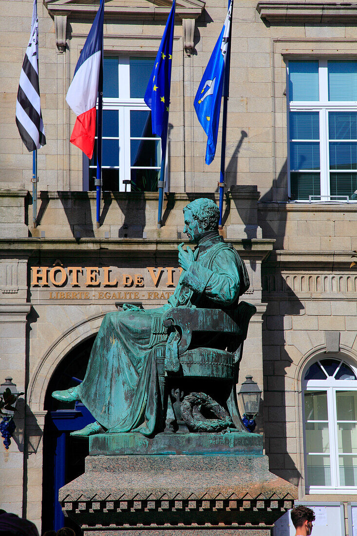 France,Brittany,Finistere department (29),Quimper,Laennec statue