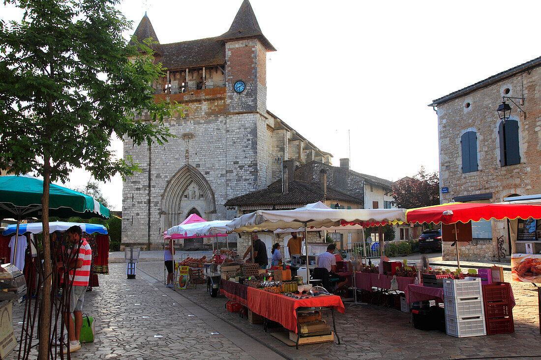 France,Nouvelle Aquitaine,Lot et Garonne department (47),Villereal,medieval village,Notre Dame church