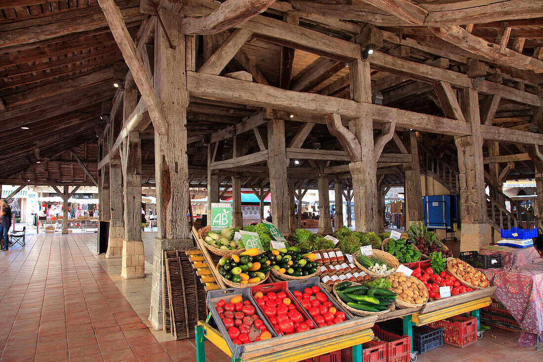 France,Nouvelle Aquitaine,Lot et Garonne department (47),Villereal,medieval village,covered market from 13th century