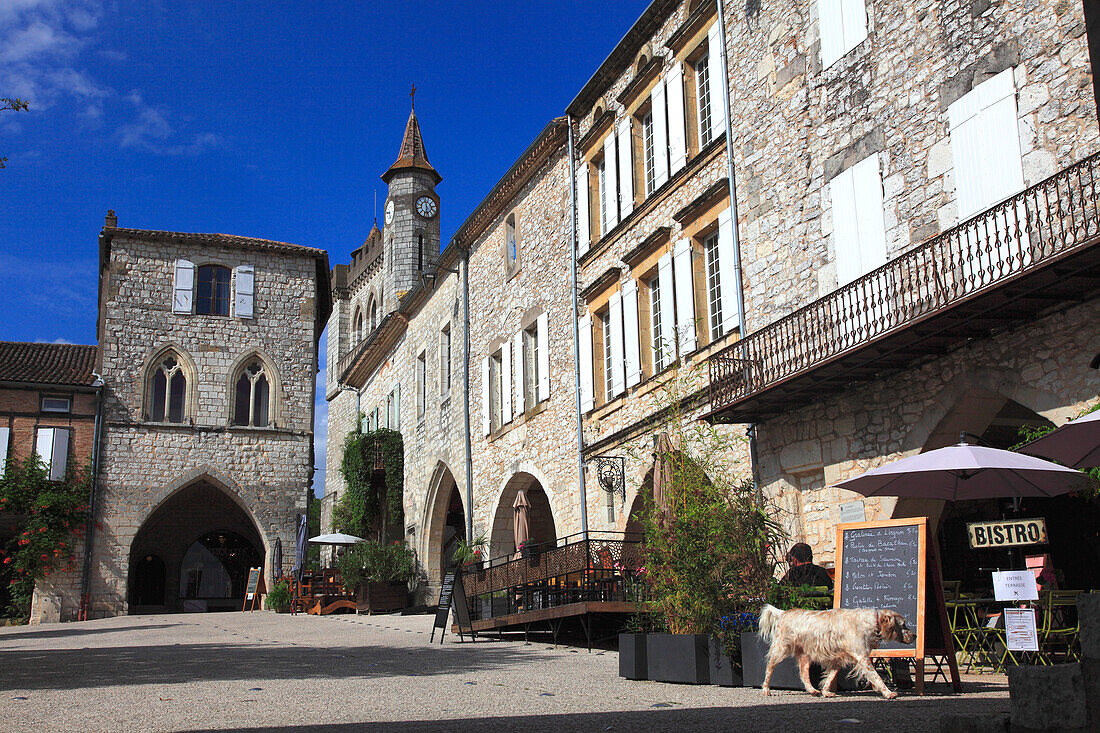 France,Nouvelle Aquitaine,Lot et Garonne department (47),Monflanquin,medieval village,arcades square