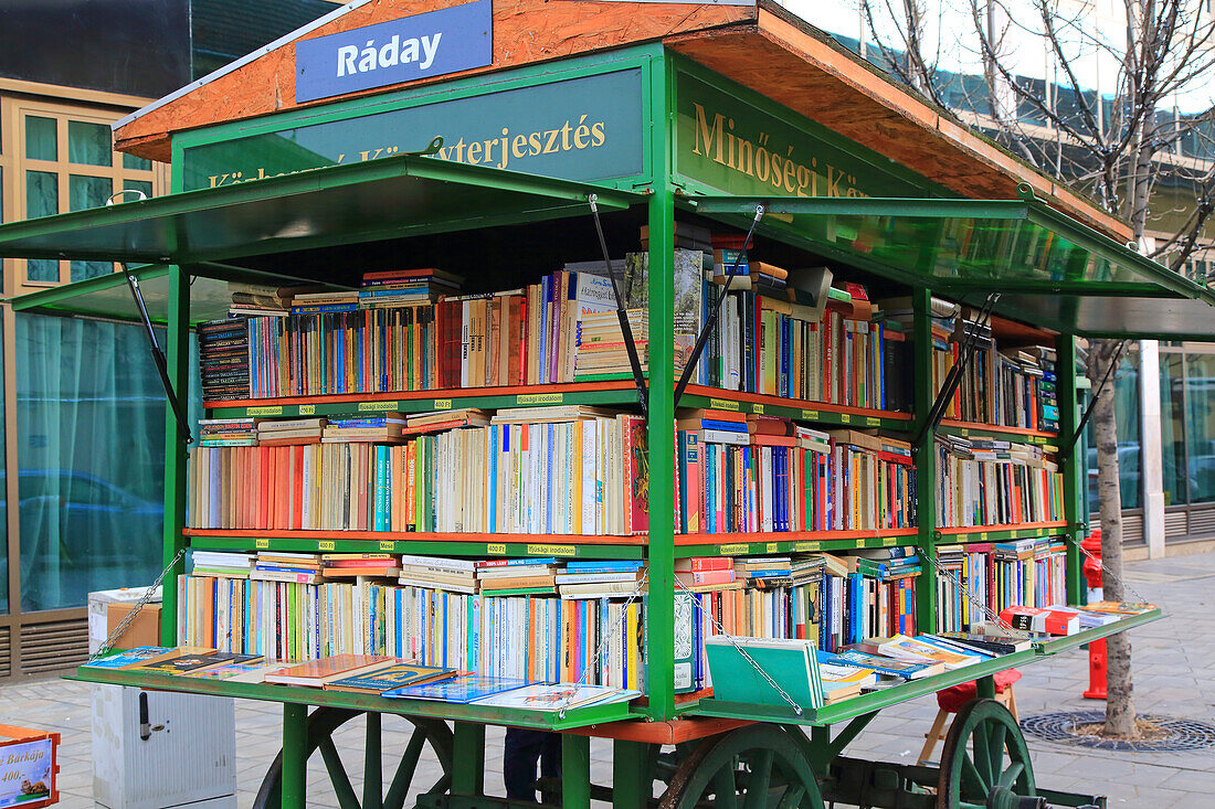 Europe,Hungary,Budapest. Book shop in the street