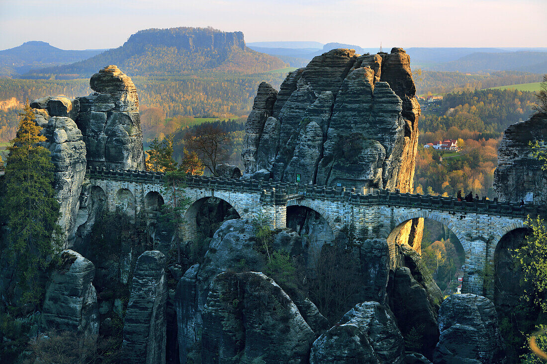 Germany,Saxony,Saxon Switzerland,sandstone rock formations. Bastei bridge