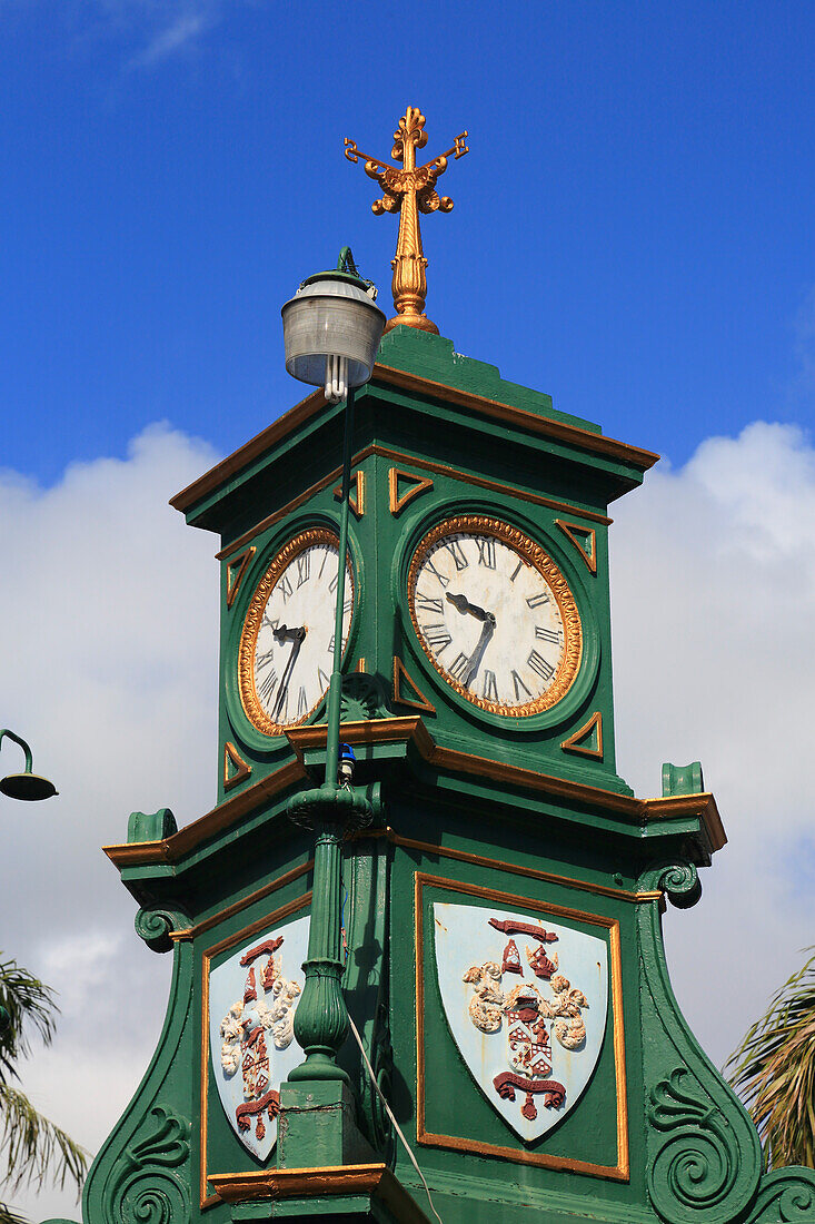 British West Indies,St. Kitts and Nevis,St. Kitts. Basseterre. Main Square called The Circus with Clock