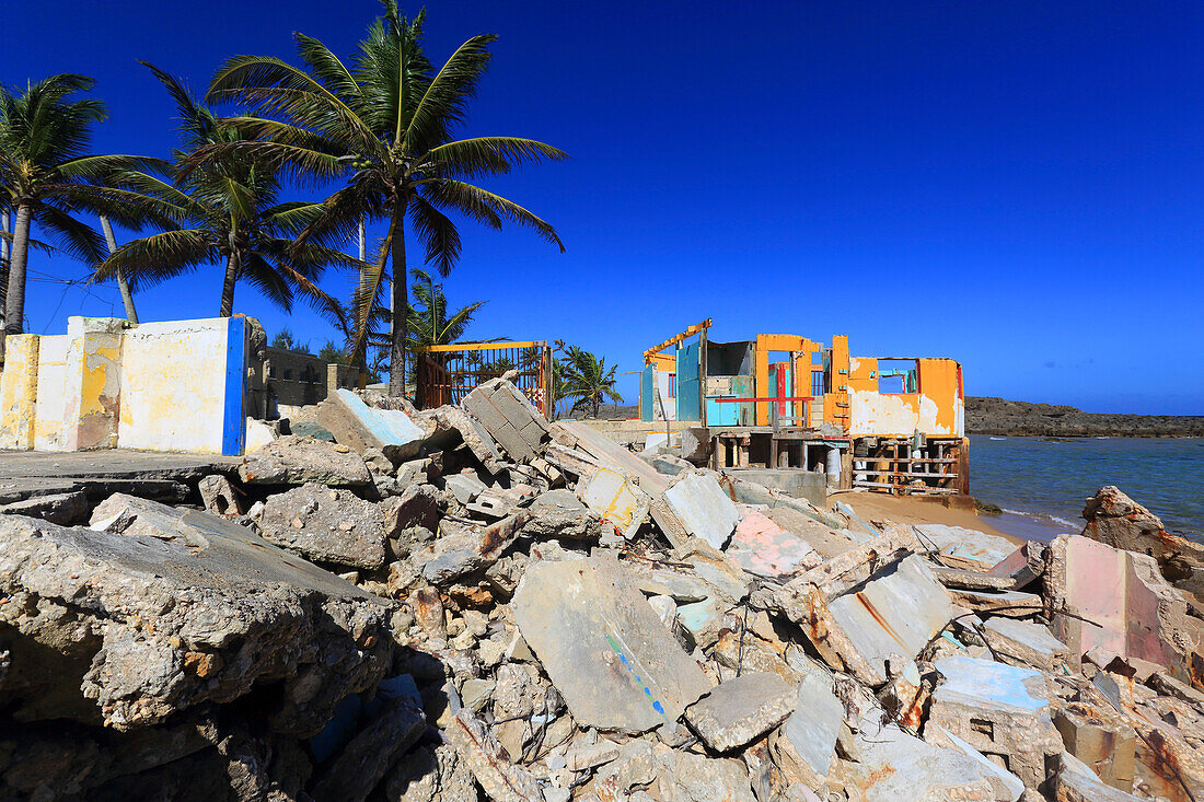 Usa,Porto Rico. Maria storm. Destroyed house