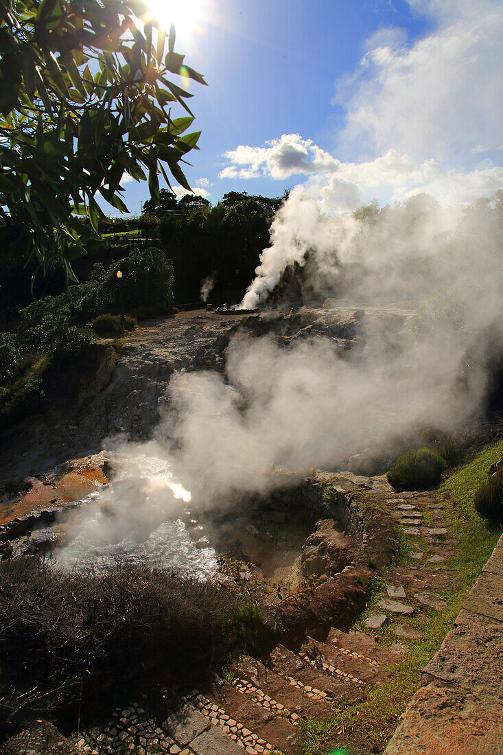 Sao Miguel Island,Azores,PortugalFurnas. Smoke