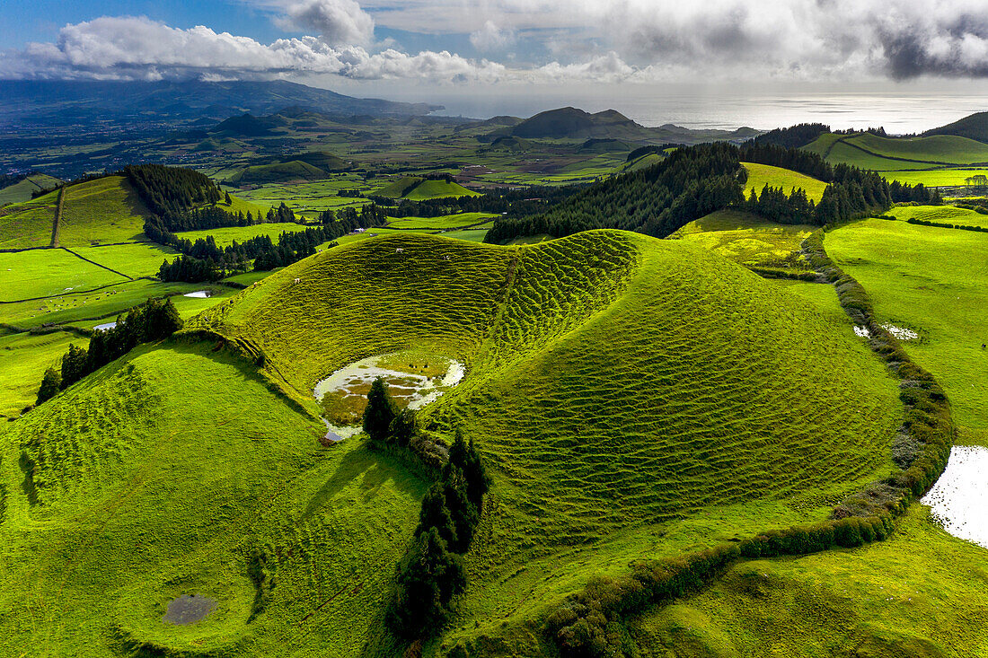 Sao Miguel Island,Azores,Portugal. Crater of volcan in the form of heart