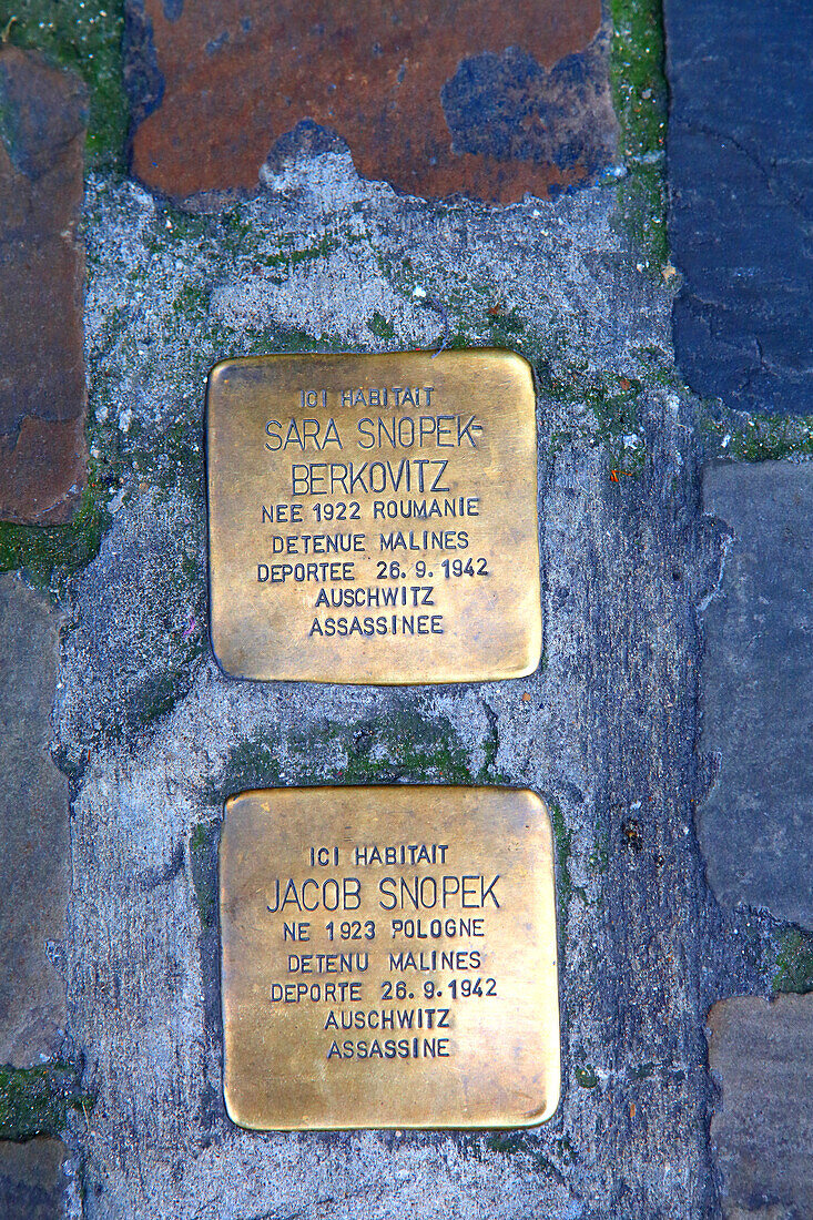 Europa,Belgien,Brüssel. Stolpersteine von Gunter Demnig