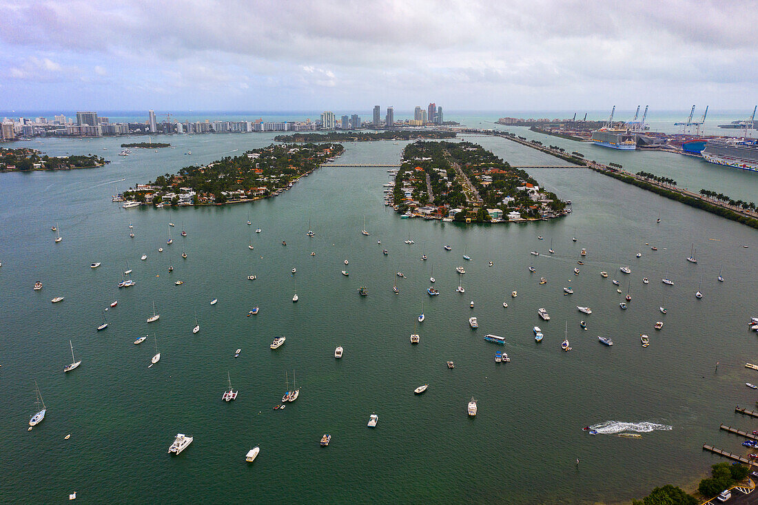 USA,Florida,Miami,Palm Island und Hibiscus Island. Biscayne Bucht