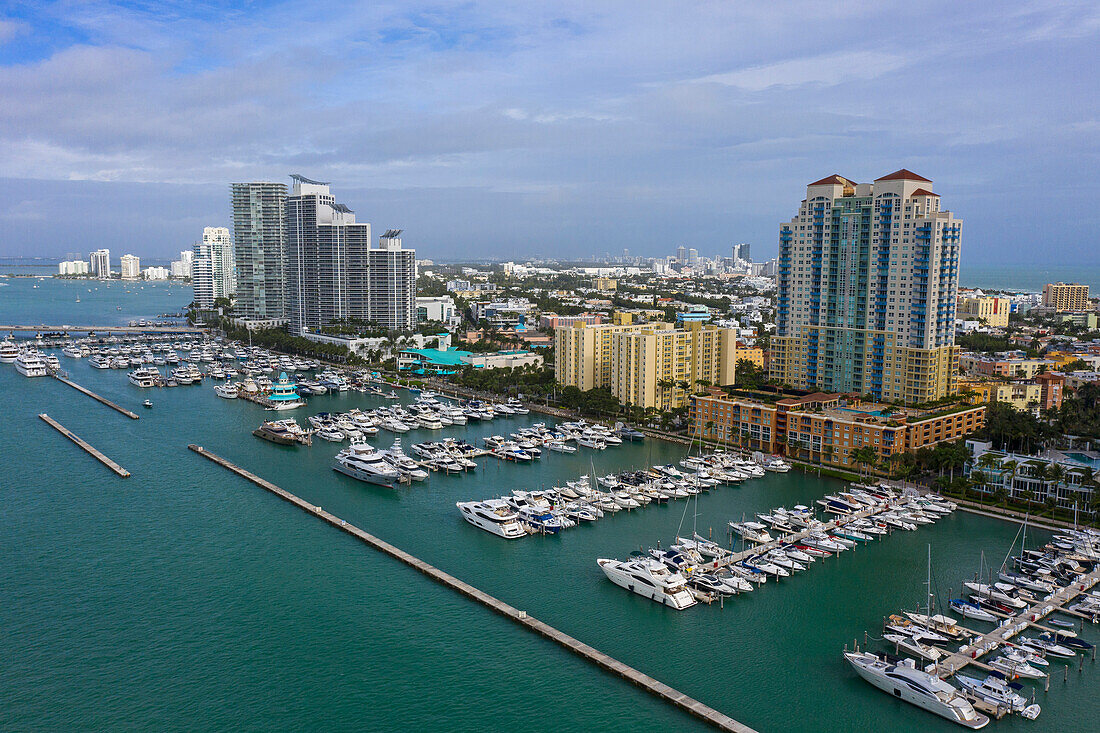 Usa,Florida,Miami. Miami Beach Jachthafen. Biscayne Bucht