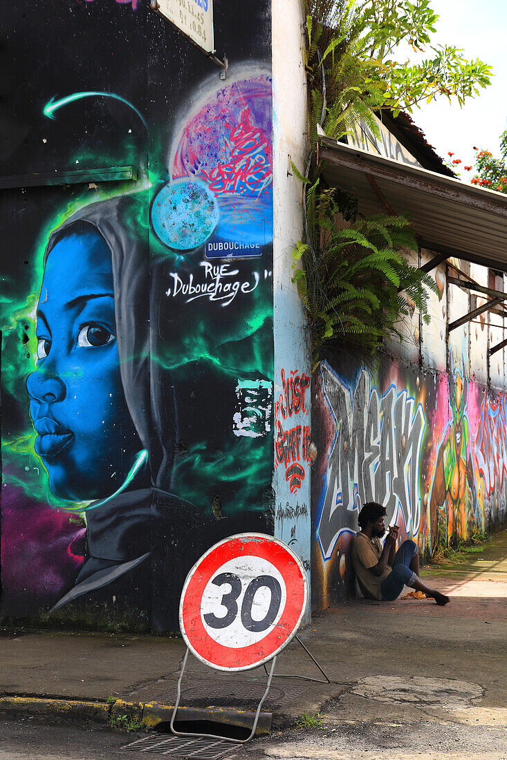 Frankreich,Guadeloupe. Pointe a Pitre. Straßenkunst