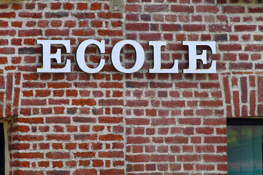 School in Pas de Calais,red brick wall.