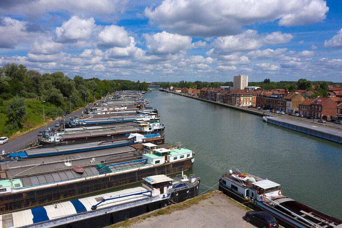 France,Hauts de France,Nord,Douai. La Scarpe,River boats