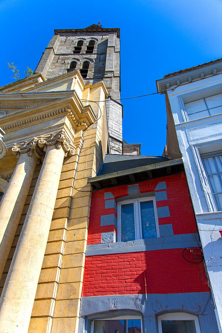 Europe,Belgium,Tournai. Narrow house in the city center