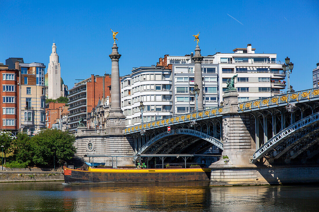 Europe,Belgium,Liege. Meuse River. Angels bridge