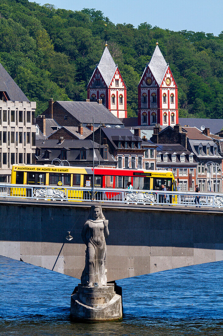 Europe,Belgium,Liege. Meuse River. Saint-Barthelemy Church. TEC bus