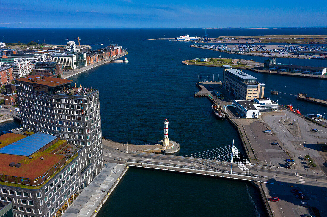 Europa,Skandinavien,Schweden. Schonen. Malmoe. Inre Hamnen Hafen. Malmöer Leuchtturm