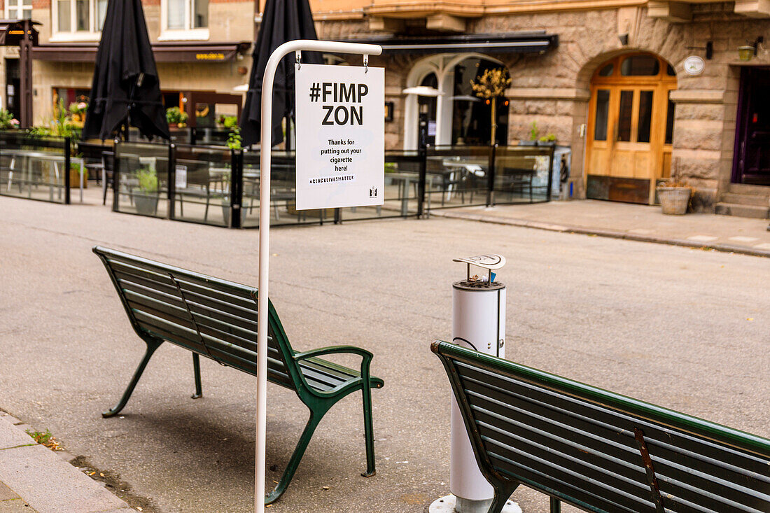 Europe,Scandinavia,Sweden. Skania. Malmoe. Smoking area in a pedestrian street