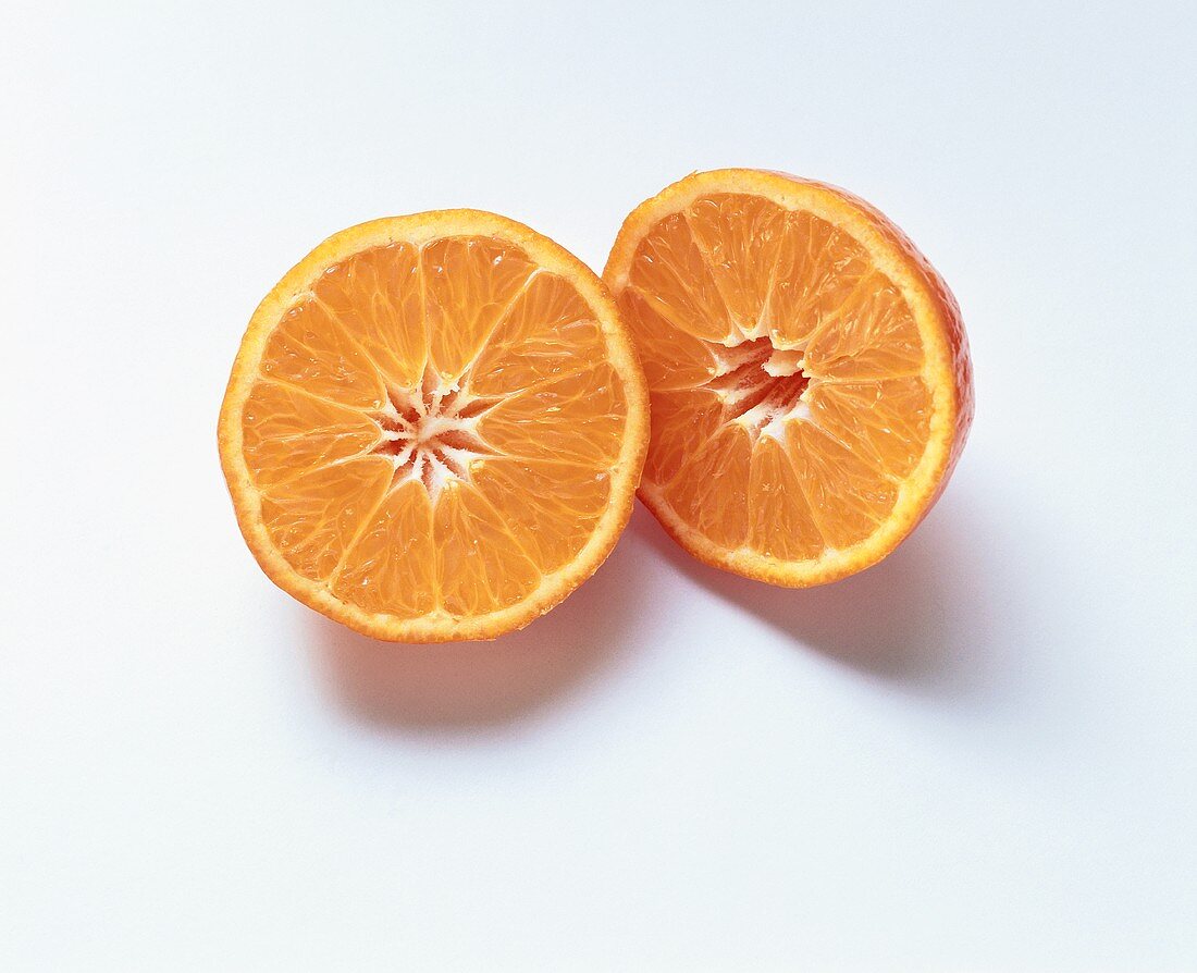Two mandarin orange halves