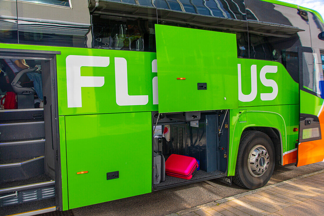 Suitcase in a Flixbus bus