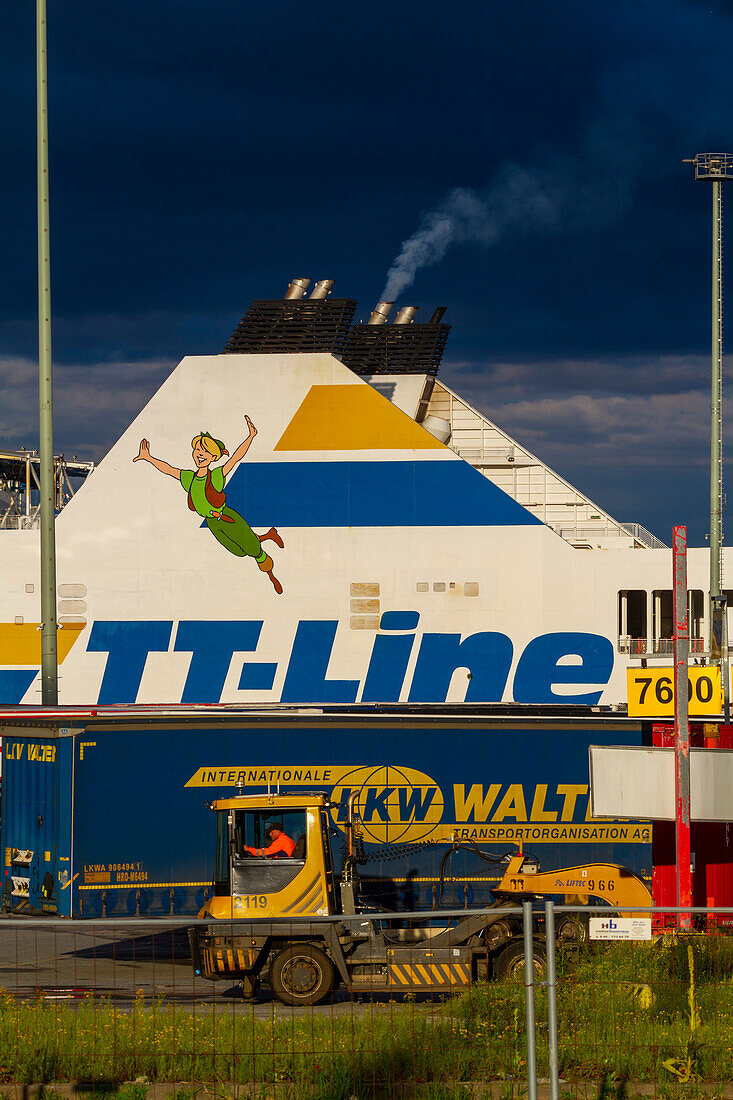 Europa, Deutschland. Schleswig-Holstein. Travemünde. Travemünde-Lubeck Hafen. Fähre TT-Line GmnH